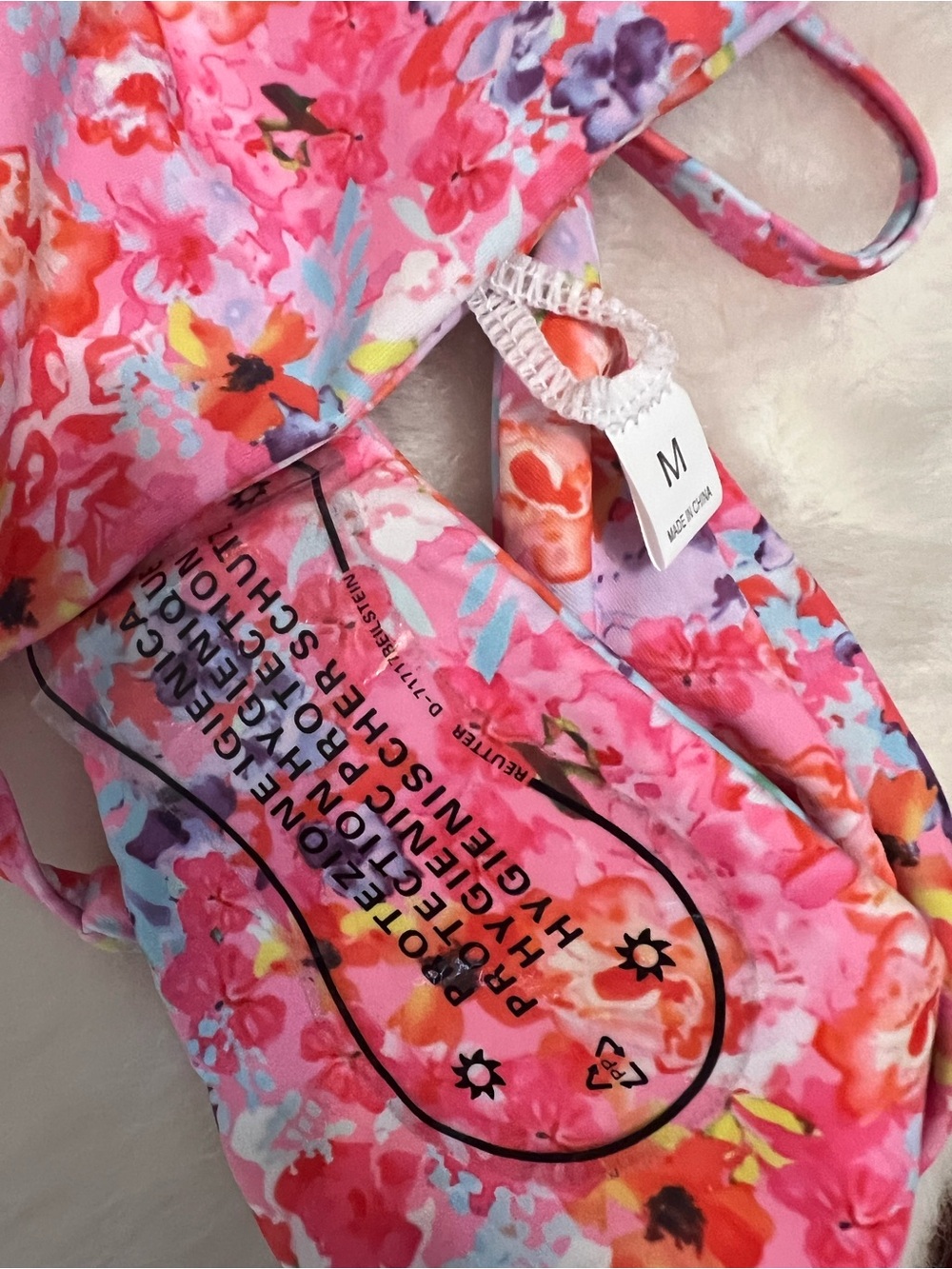 Floral Pink Triangle String Bikini - Picture 3 of 4